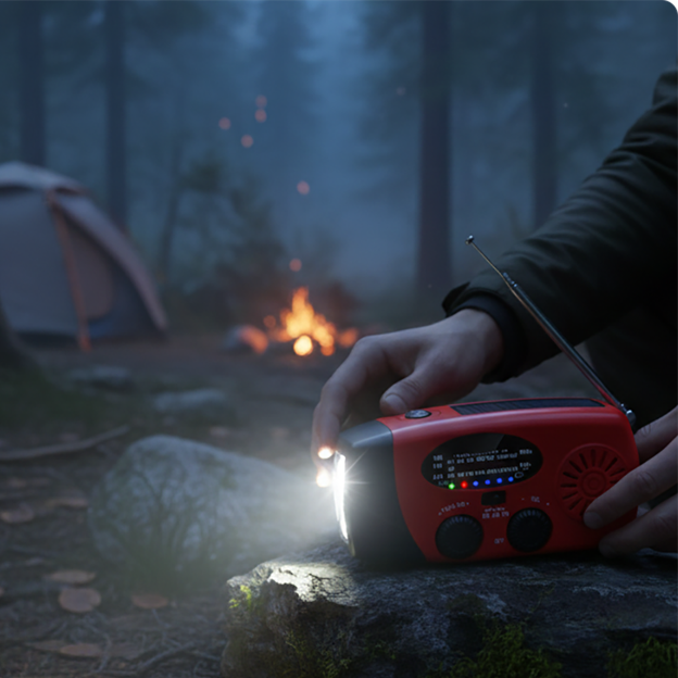 Multifunctional Portable Solar Emergency Radio – Power Bank, Hand Crank & Weather Alert for Outdoor & Crisis Preparedness