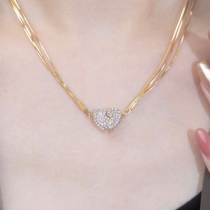 🎄Christmas Hot Sale Heart Diamond Necklace✨ (Buy 1 Get 1 Free)